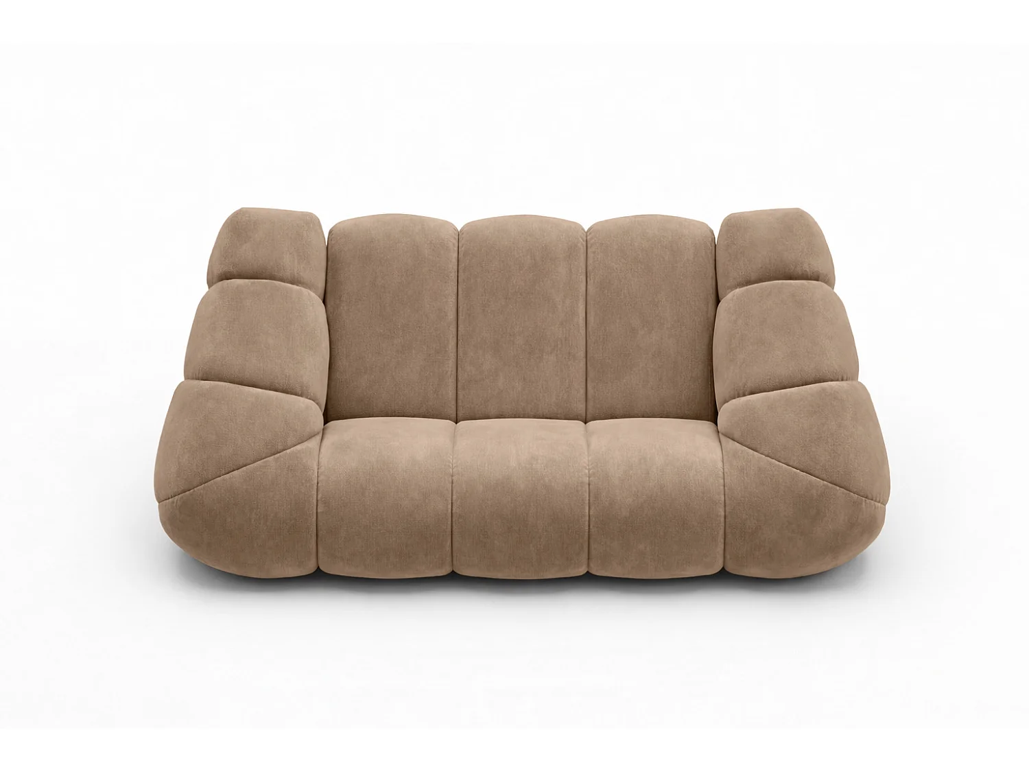 Divano modulare 2 posti, tessuto velluto Bluvel, latte, CROISSANT