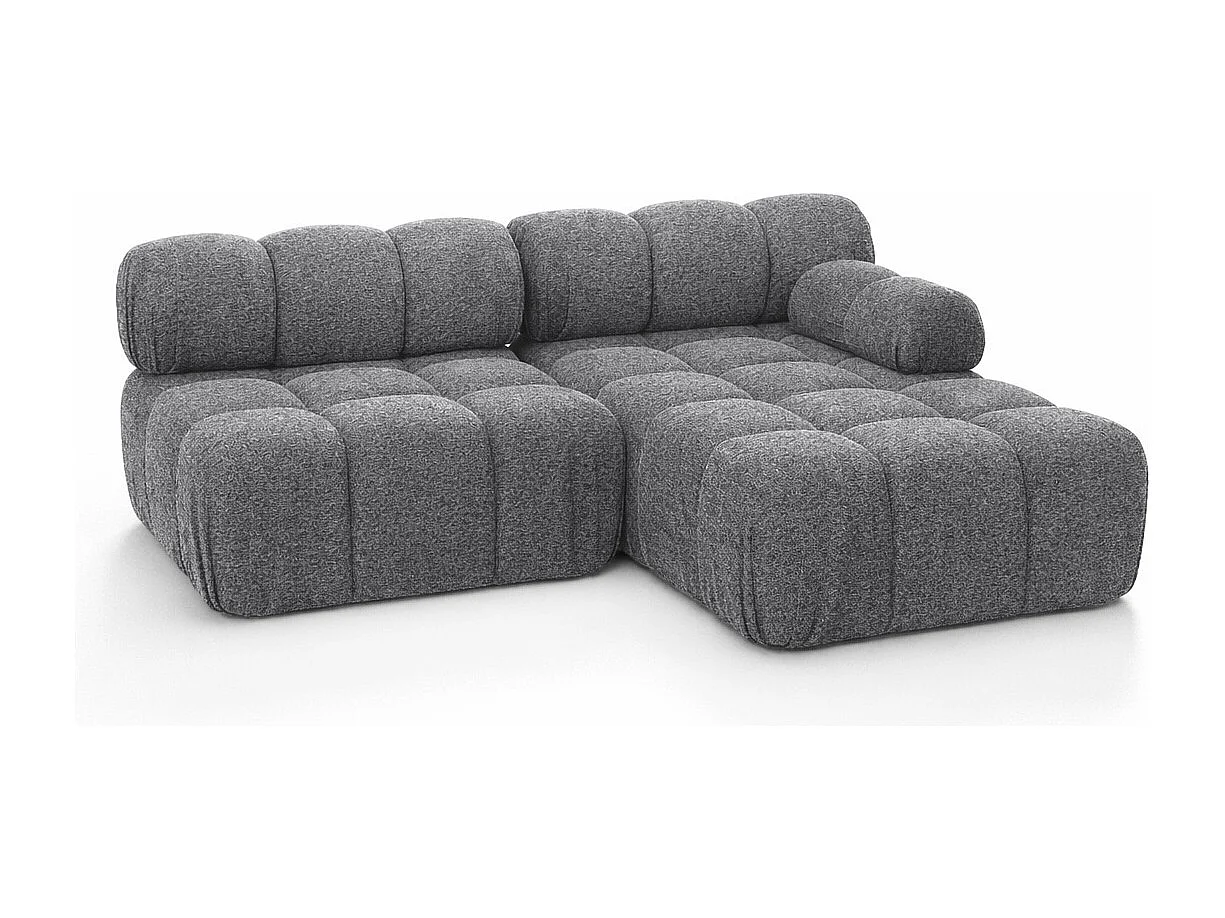 Canapé d’angle en L Mini II modulaire, tissu bouclé Abriamo, Gris foncé, Droite, Selia