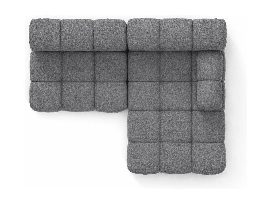 Canapé d’angle en L Mini II modulaire, tissu bouclé Abriamo, Gris foncé, Droite, Selia
