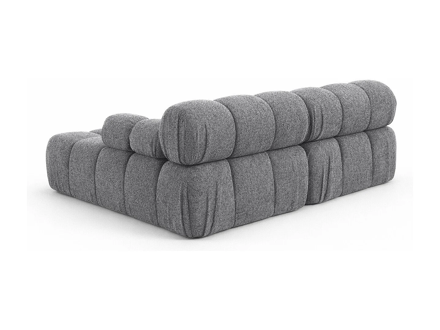Canapé d’angle en L Mini II modulaire, tissu bouclé Abriamo, Gris foncé, Droite, Selia