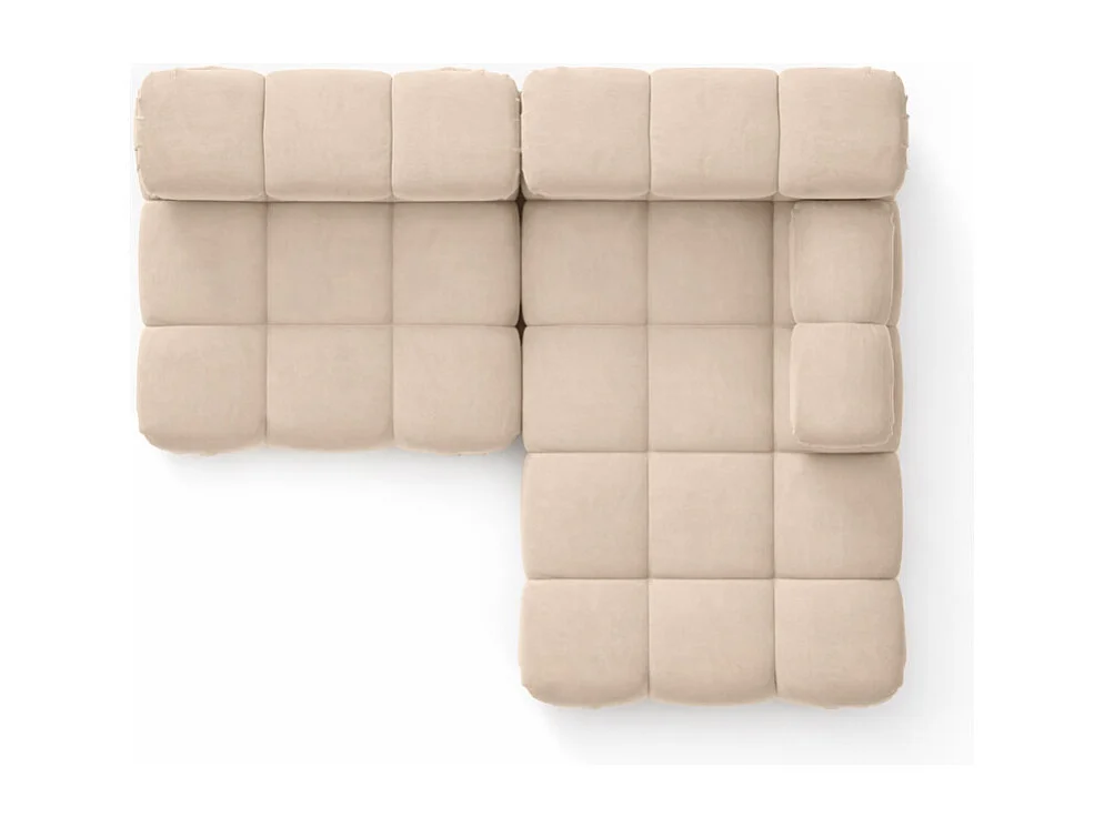 Canapé d’angle en L Mini II modulaire, velours Salvador, Beige, Droite, Selia