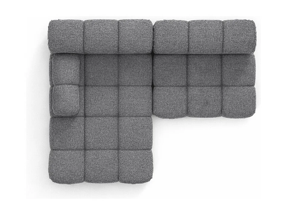 Canapé d’angle en L Mini II modulaire, tissu bouclé Abriamo, Gris foncé, Gauche, Selia