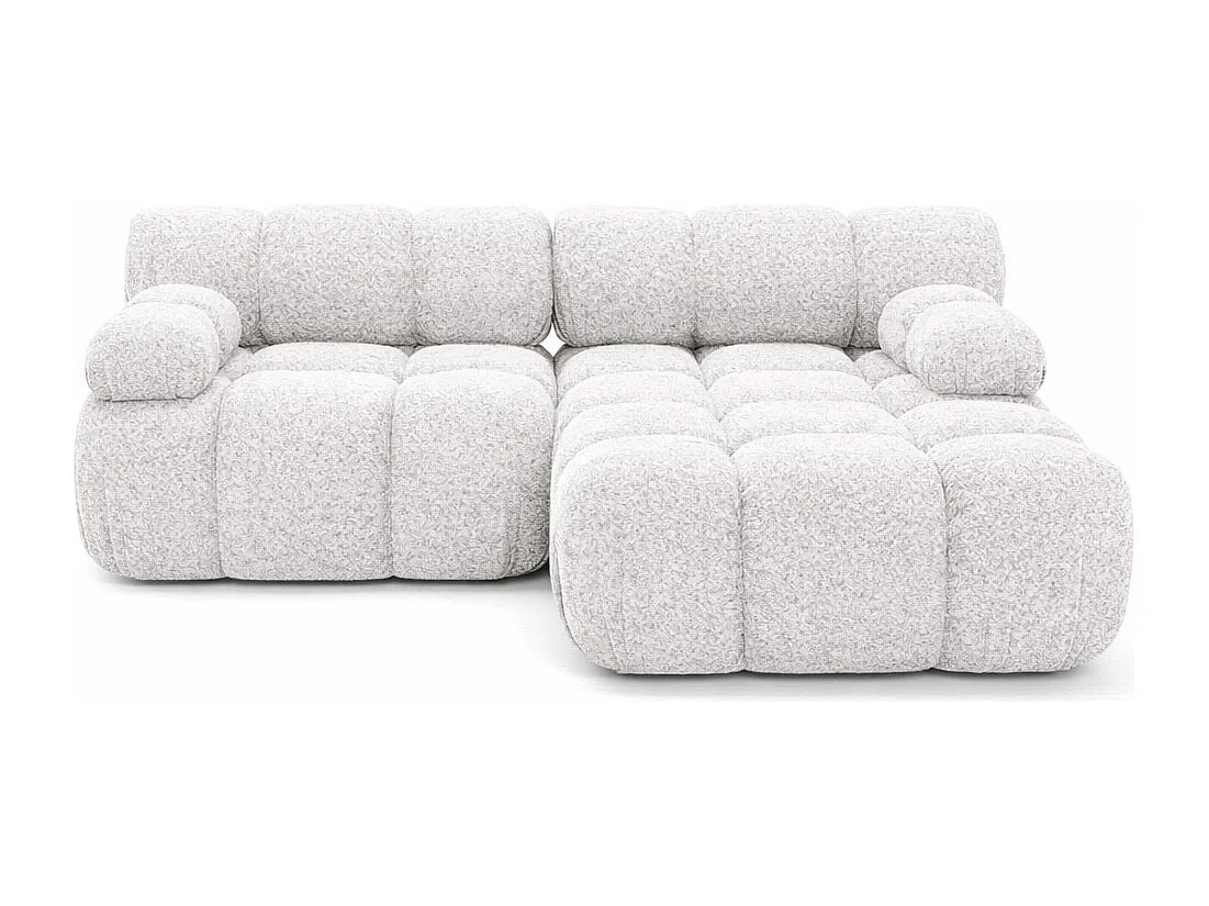 Canapé d’angle L mini modulaire, tissu bouclé Abriamo, Écru, Droite, Selia