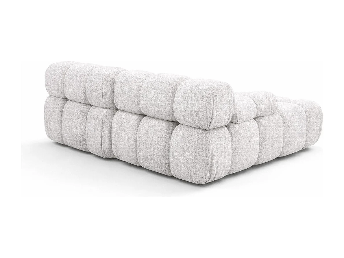 Canapé d’angle L mini modulaire, tissu bouclé Abriamo, Écru, Droite, Selia