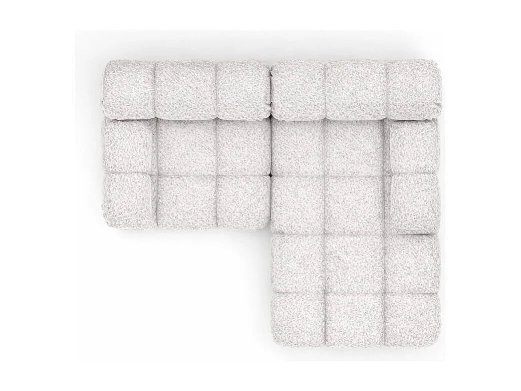 Canapé d’angle L mini modulaire, tissu bouclé Abriamo, Écru, Droite, Selia