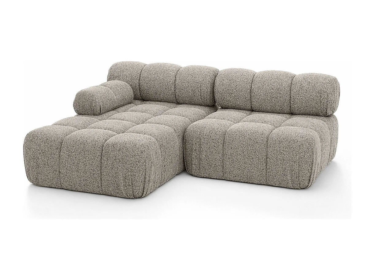 Canapé d’angle en L Mini II modulaire, tissu bouclé Abriamo, Beige, Gauche, Selia