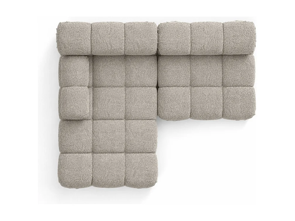 Canapé d’angle en L Mini II modulaire, tissu bouclé Abriamo, Beige, Gauche, Selia