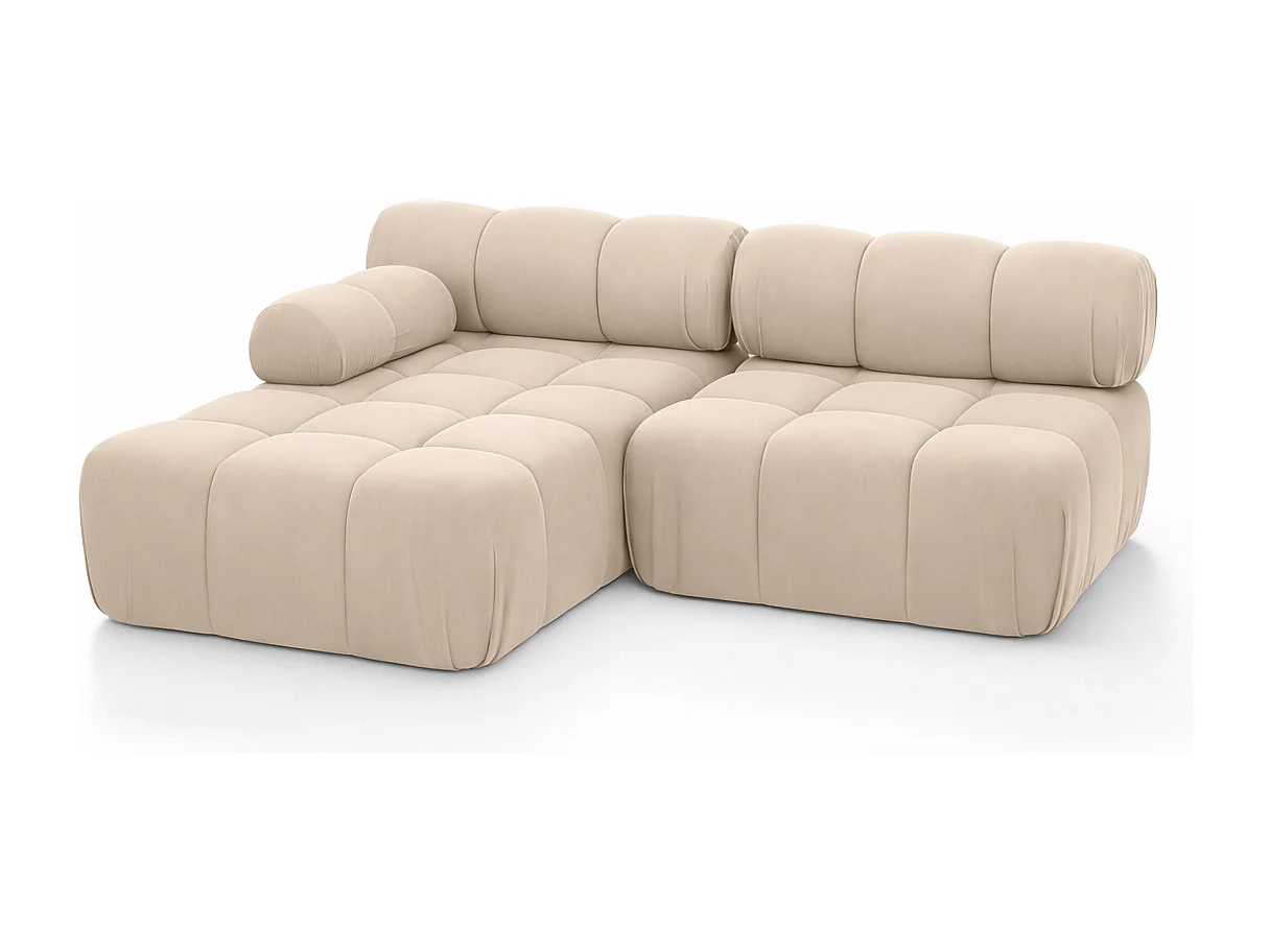 Canapé d’angle en L Mini II modulaire, velours Salvador, Beige, Gauche, Selia