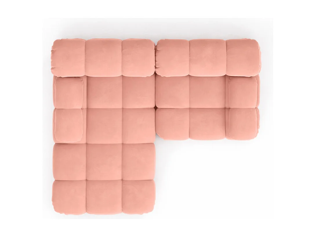Canapé d’angle L mini modulaire, velours Salvador, Rose, Gauche, Selia