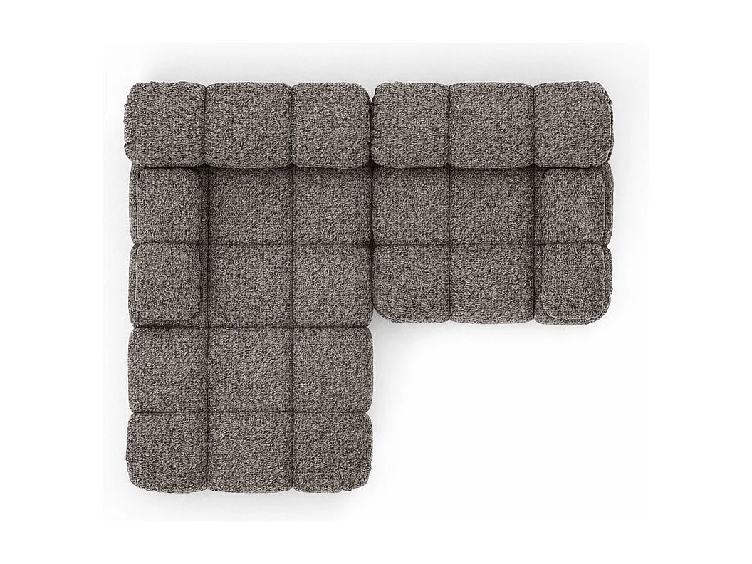 Canapé d’angle L mini modulaire, tissu bouclé Abriamo, Marron, Gauche, Selia