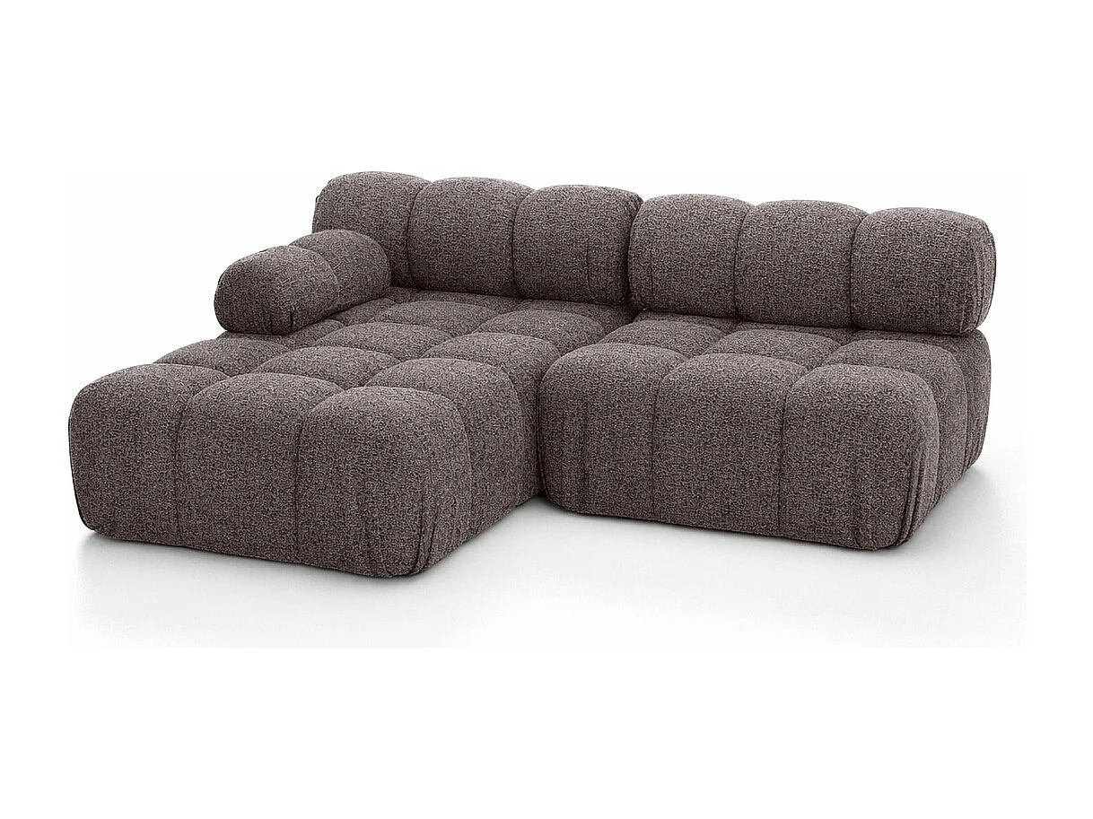 Canapé d’angle en L Mini II modulaire, tissu bouclé Abriamo, Marron, Gauche, Selia