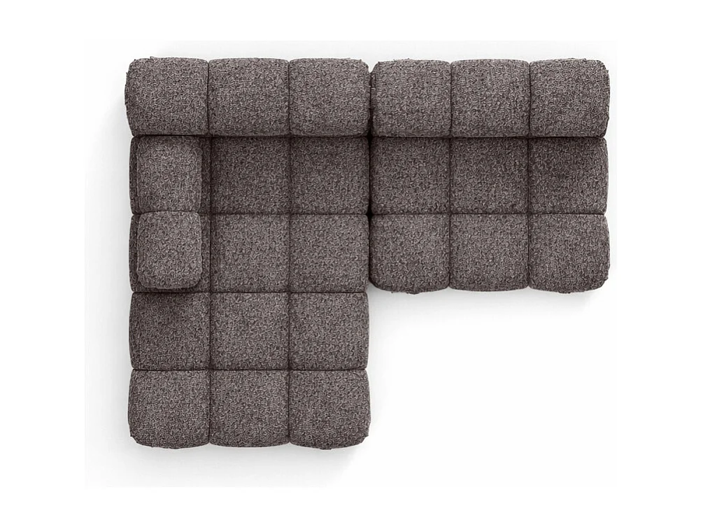 Canapé d’angle en L Mini II modulaire, tissu bouclé Abriamo, Marron, Gauche, Selia