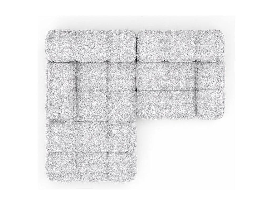 Canapé d’angle L mini modulaire, tissu bouclé Abriamo, Gris clair, Gauche, Selia