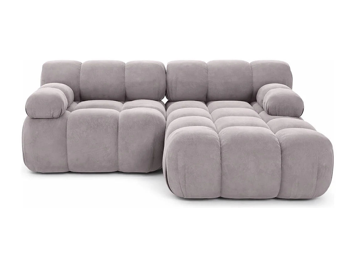 Canapé d’angle L mini modulaire, velours Salvador, Gris, Droite, Selia