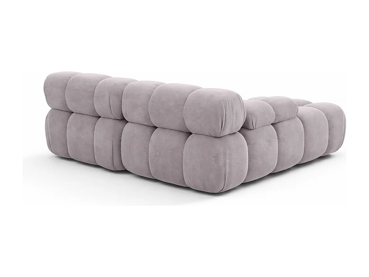 Canapé d’angle L mini modulaire, velours Salvador, Gris, Droite, Selia