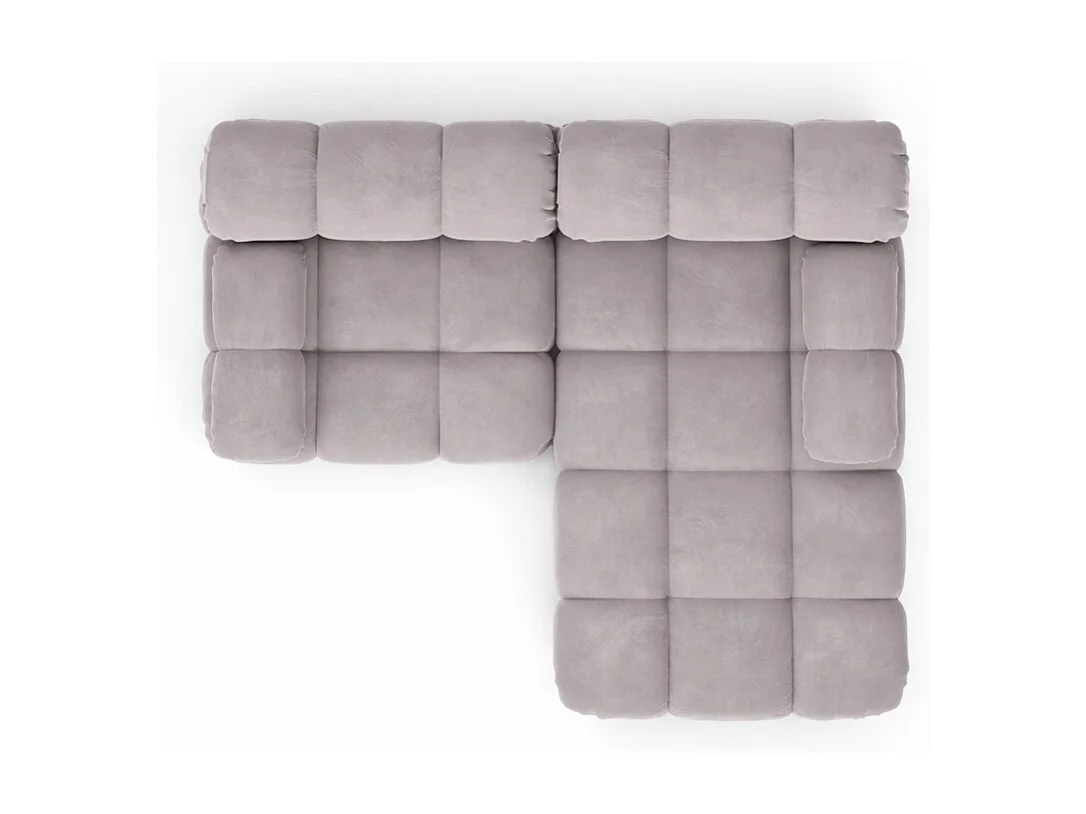 Canapé d’angle L mini modulaire, velours Salvador, Gris, Droite, Selia