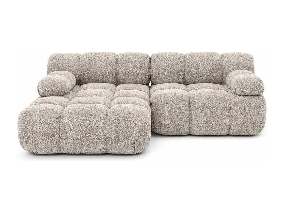 Canapé d’angle L mini modulaire, tissu bouclé Abriamo, Beige, Gauche, Selia