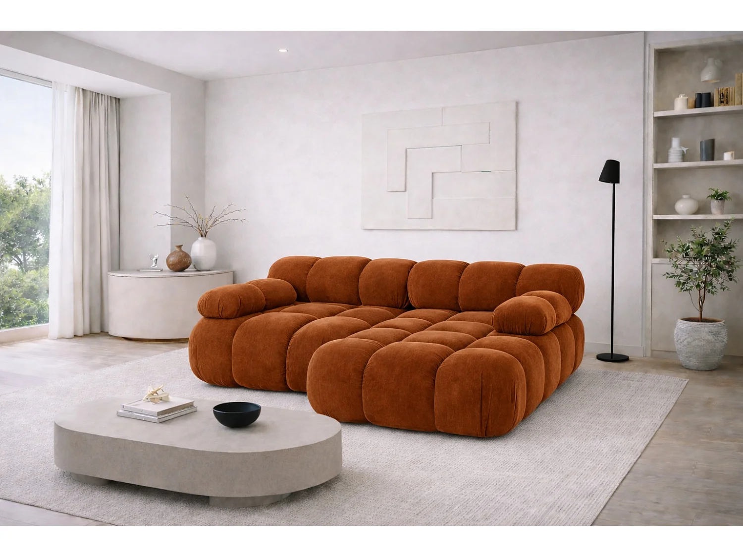 Canapé d’angle L mini modulaire, velours Salvador, Marron foncé, Droite, Selia