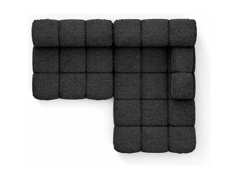 Canapé d’angle en L Mini II modulaire, tissu bouclé Abriamo, Graphite, Droite, Selia