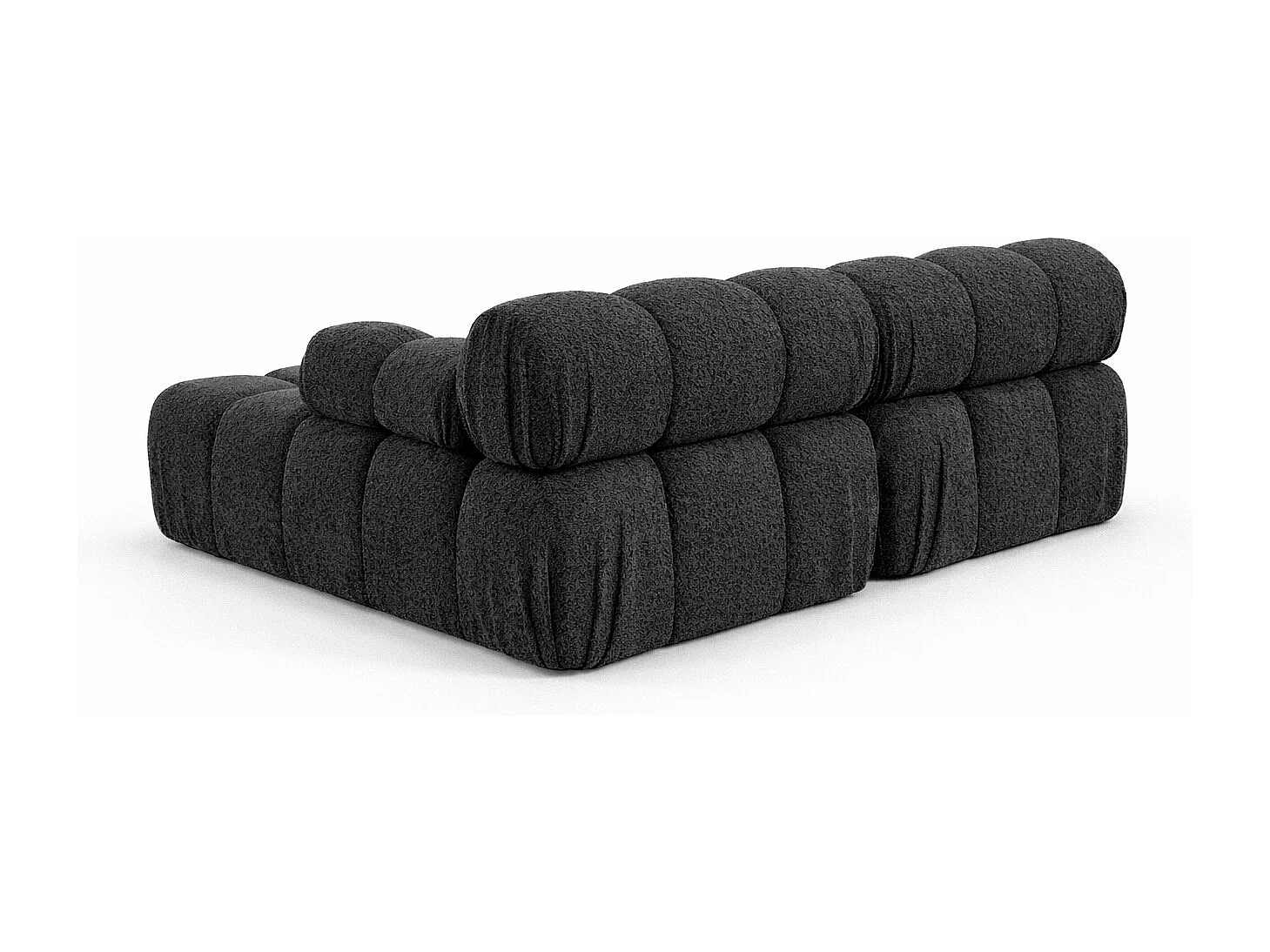 Canapé d’angle en L Mini II modulaire, tissu bouclé Abriamo, Graphite, Droite, Selia