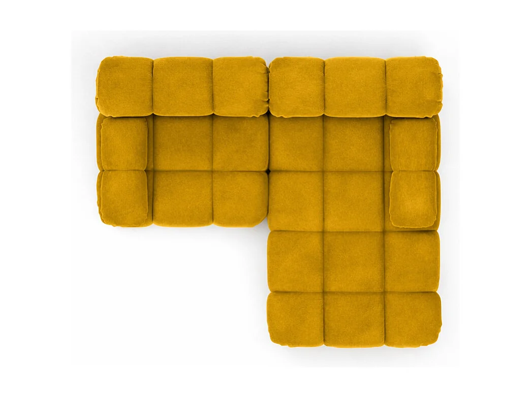 Canapé d’angle L mini modulaire, velours Salvador, Jaune, Droite, Selia