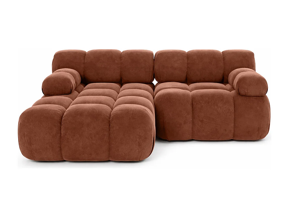 Canapé d’angle L mini modulaire, velours Salvador, Marron, Gauche, Selia