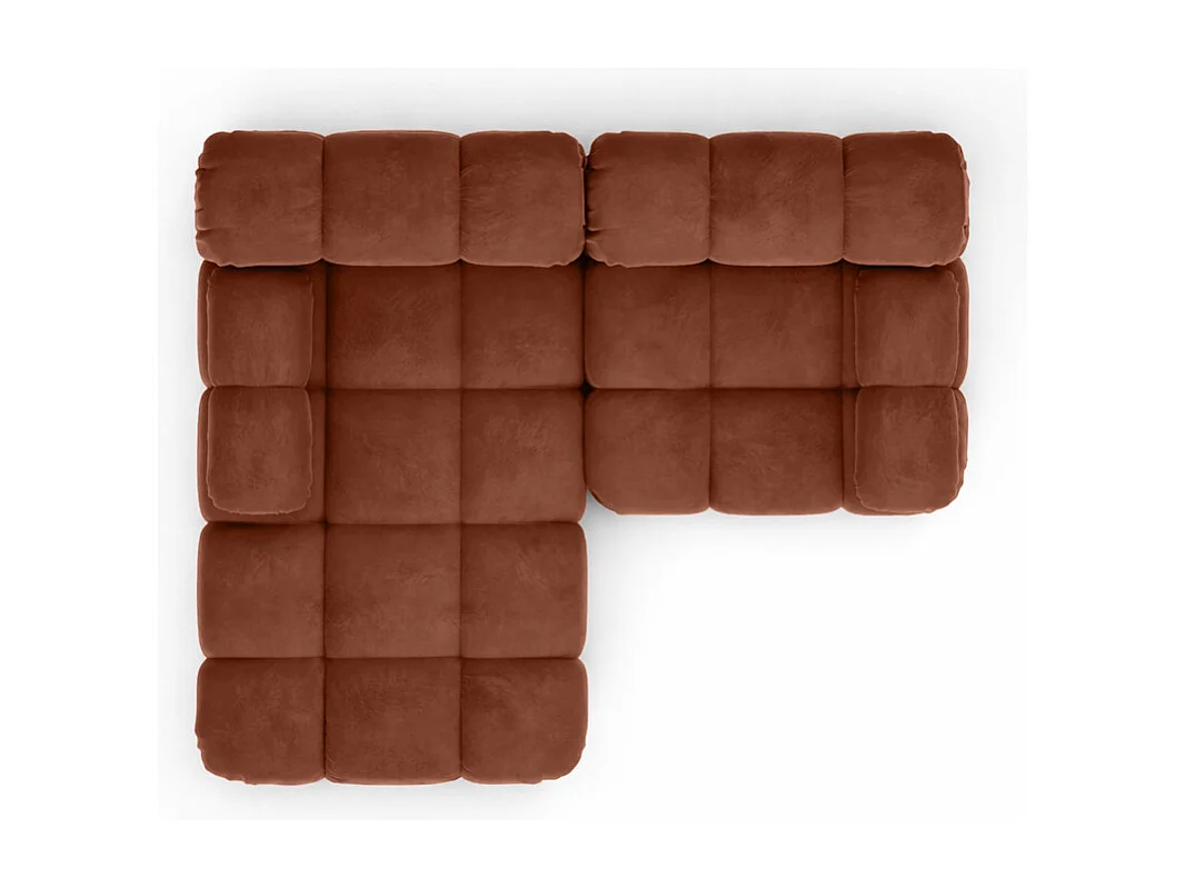 Canapé d’angle L mini modulaire, velours Salvador, Marron, Gauche, Selia