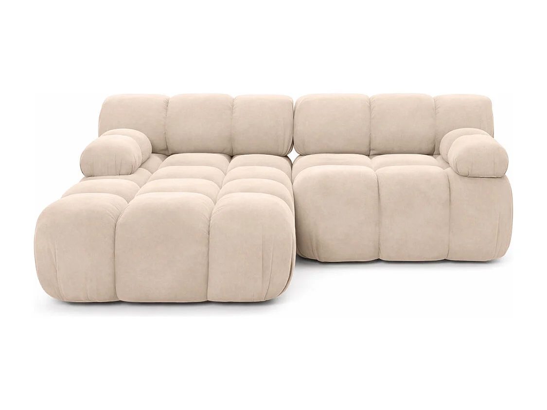 Canapé d’angle L mini modulaire, velours Salvador, Beige, Gauche, Selia