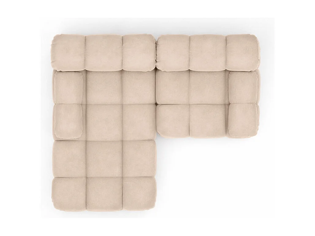 Canapé d’angle L mini modulaire, velours Salvador, Beige, Gauche, Selia