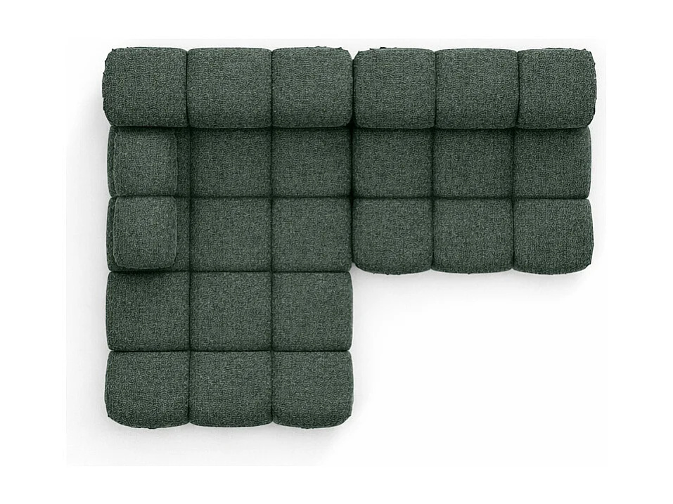Canapé d’angle en L Mini II modulaire, tissu bouclé Abriamo, Vert foncé, Gauche, Selia