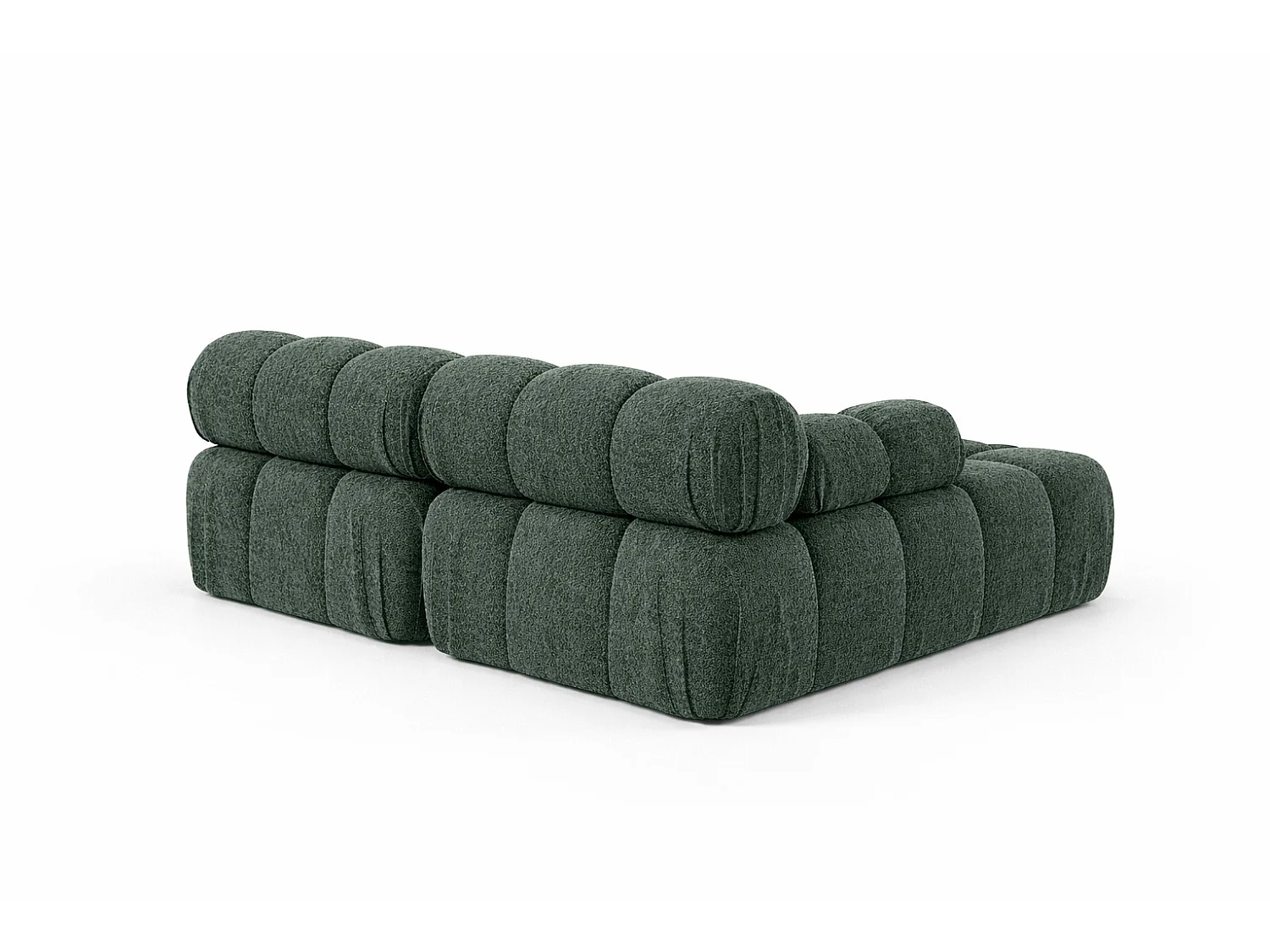 Canapé d’angle en L Mini II modulaire, tissu bouclé Abriamo, Vert foncé, Gauche, Selia