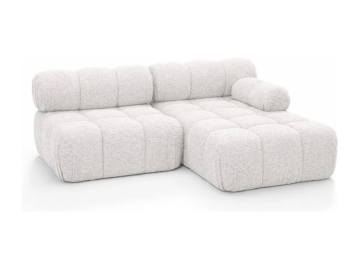 Canapé d’angle en L Mini II modulaire, tissu bouclé Abriamo, Ecru, Droite, Selia