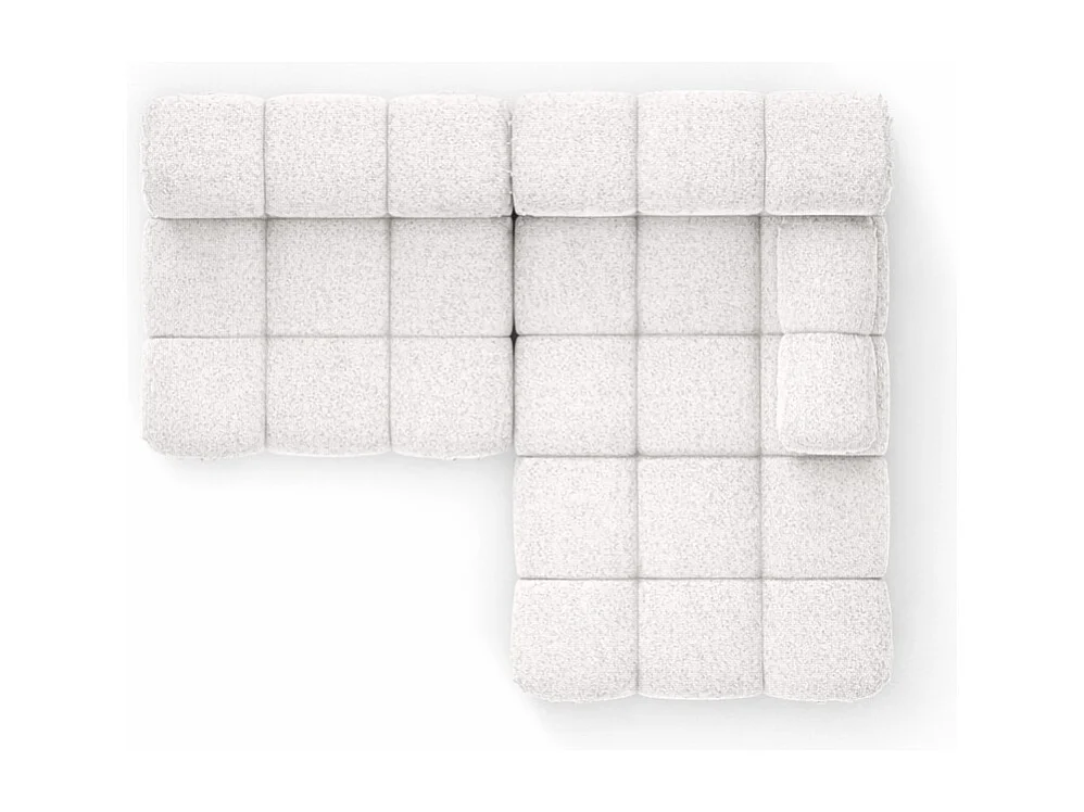 Canapé d’angle en L Mini II modulaire, tissu bouclé Abriamo, Ecru, Droite, Selia