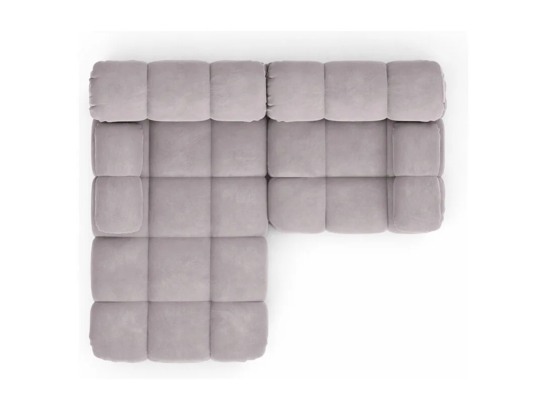 Canapé d’angle L mini modulaire, velours Salvador, Gris, Gauche, Selia