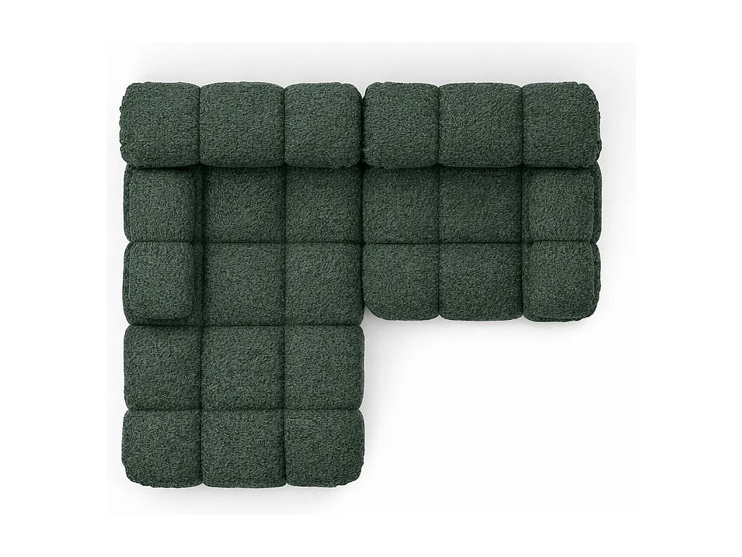 Canapé d’angle L mini modulaire, tissu bouclé Abriamo, Vert foncé, Gauche, Selia