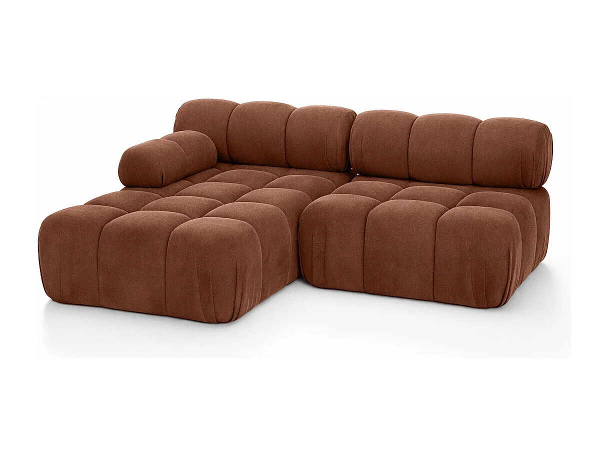 Canapé d’angle en L Mini II modulaire, velours Salvador, Marron foncé, Gauche, Selia