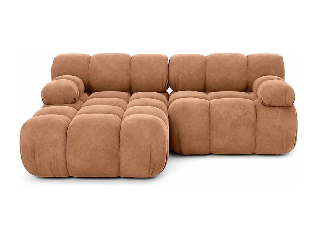 Canapé d’angle L mini modulaire, velours Salvador, Beige foncé, Gauche, Selia