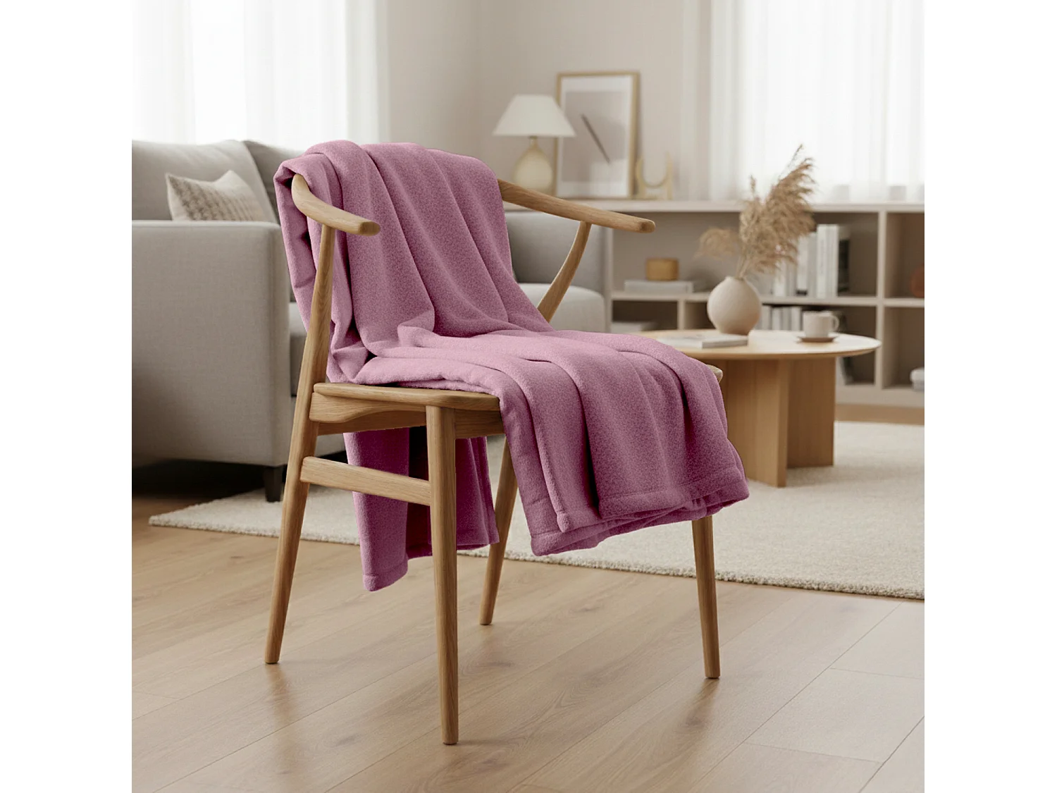 Couverture plaid rose 130x170cm PANORA - SACASA