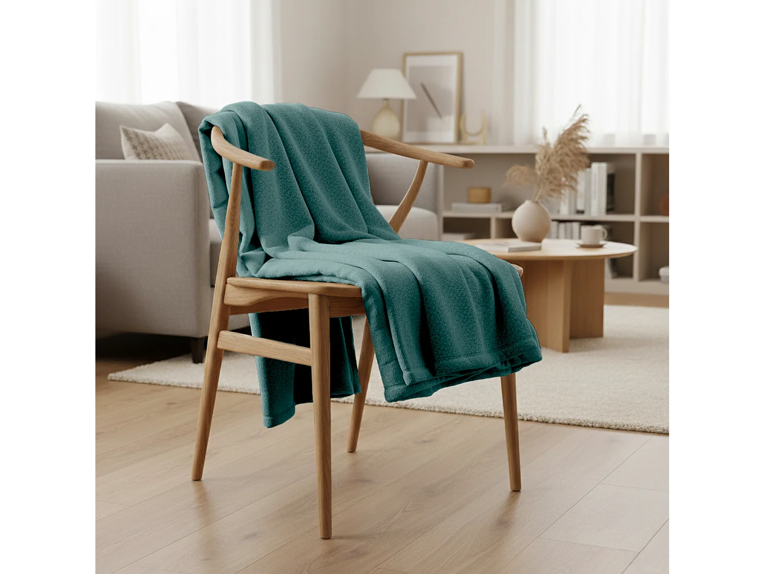 Couverture plaid verte 130x170cm PANORA - SACASA