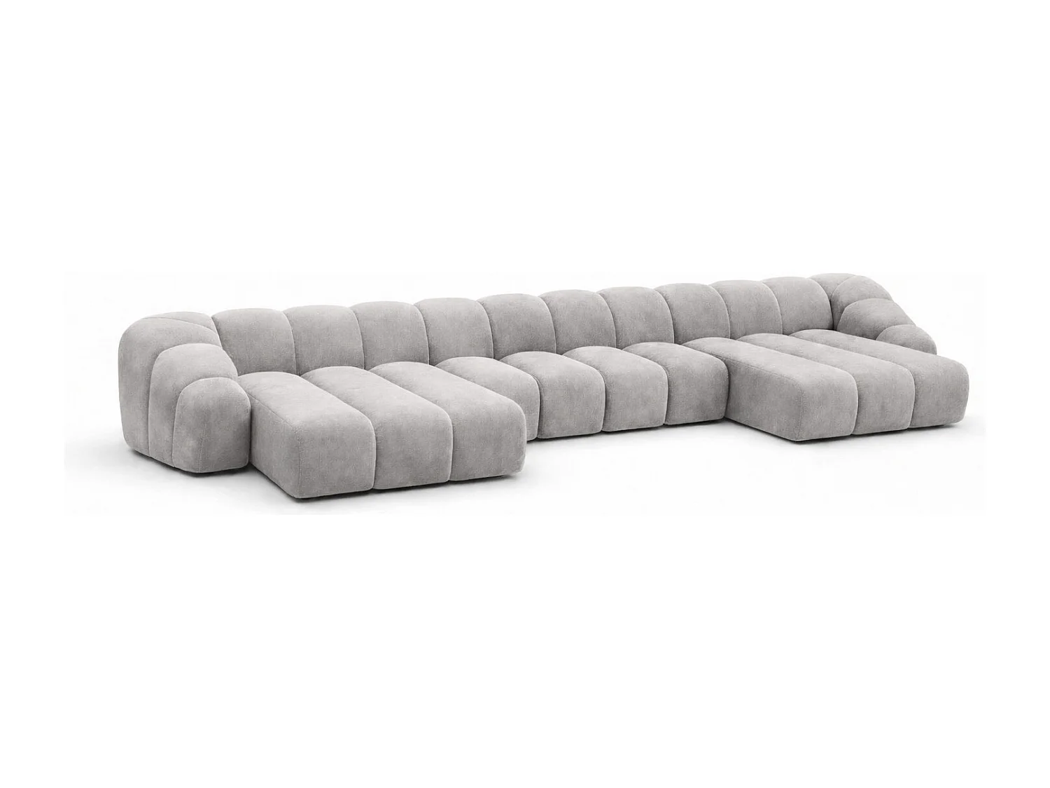 Divano angolare modulare a U, tessuto velluto Bluvel, grigio, CROISSANT U XL