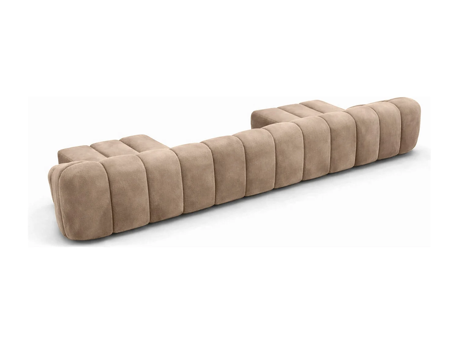 Divano angolare modulare a U, tessuto velluto Bluvel, latte, CROISSANT U XL