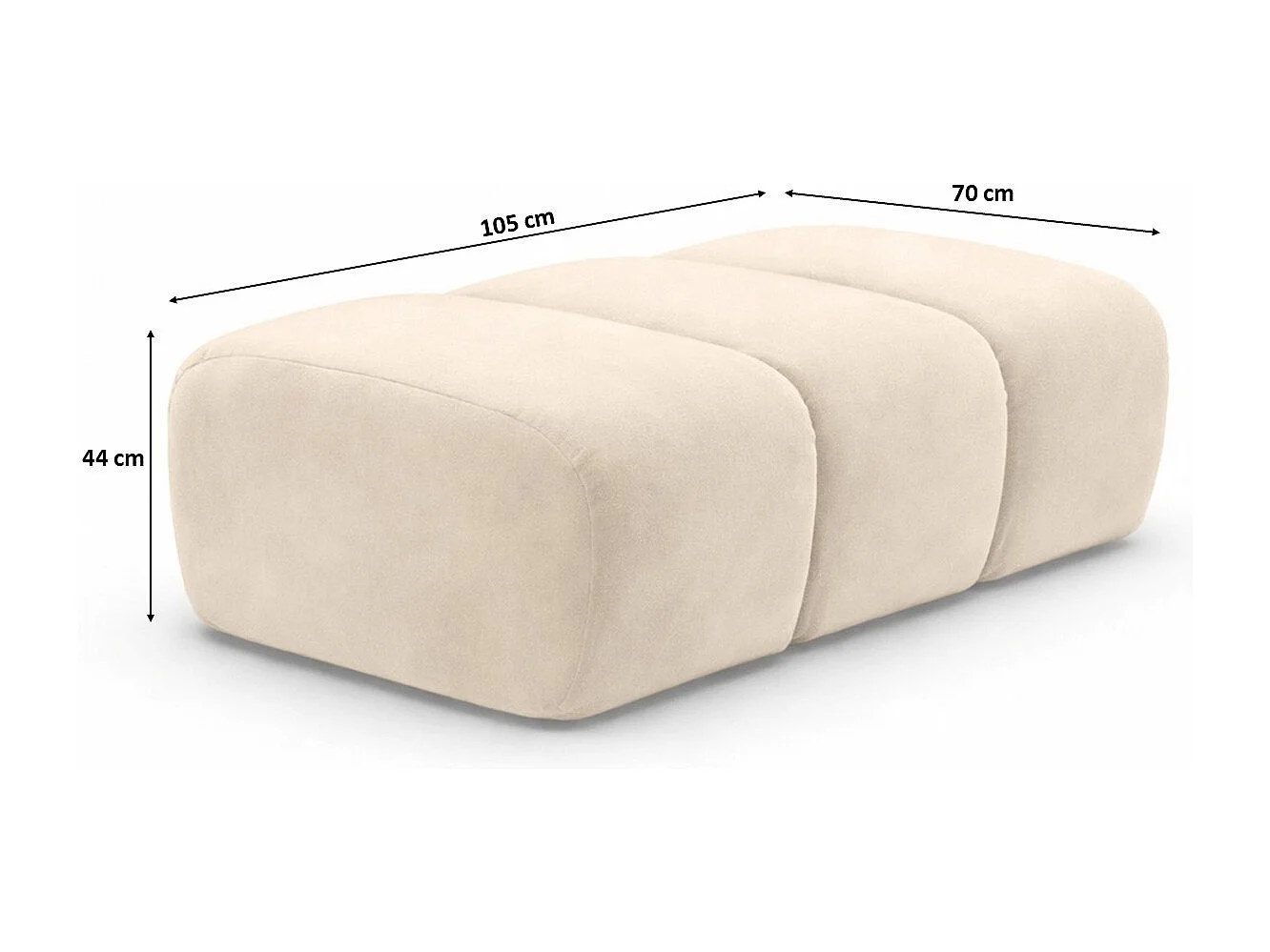 Pouf modular, Veloursstoff Bluvel, Creme, CROISSANT