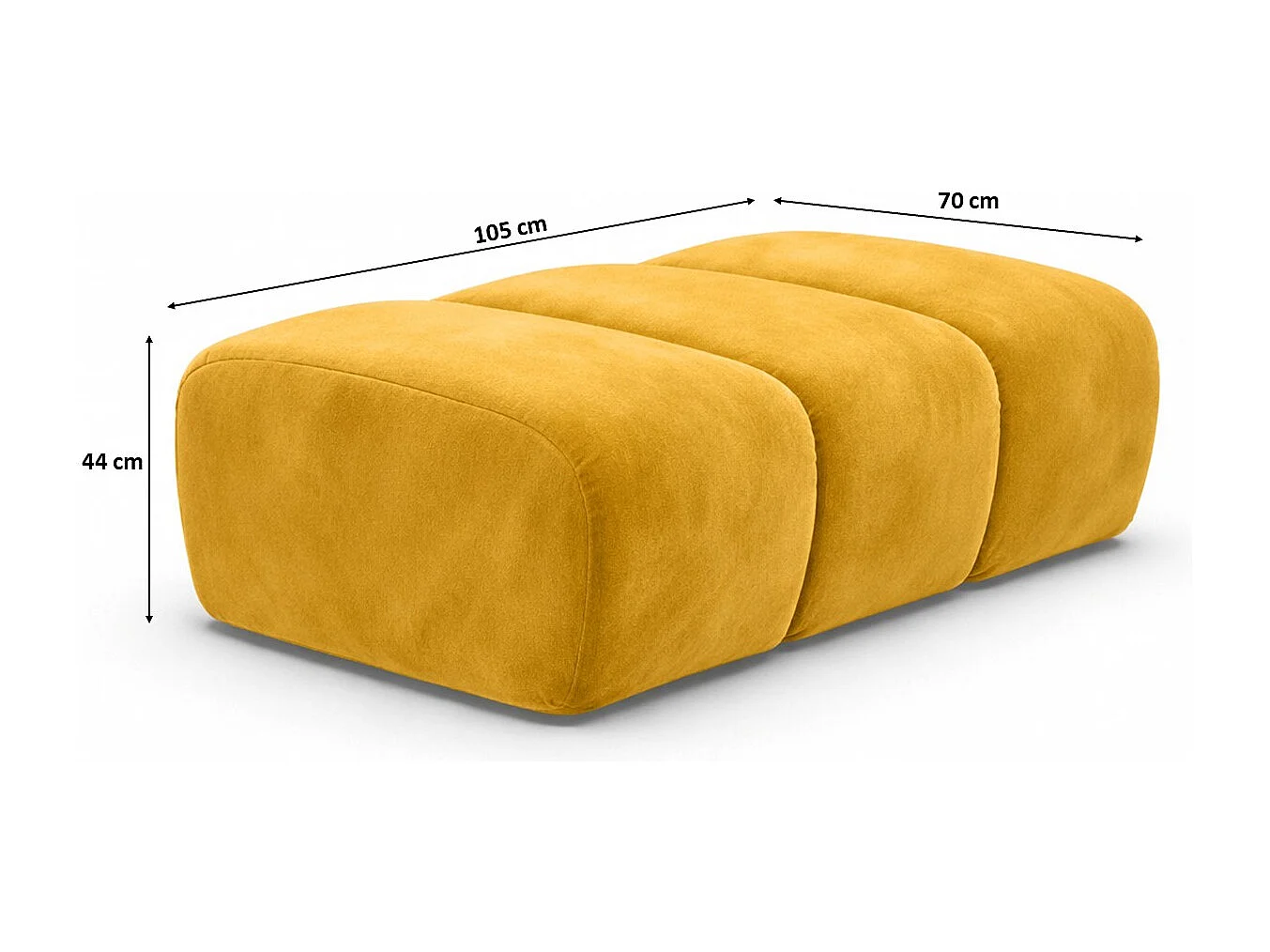 Pouf modular, Veloursstoff Bluvel, Golden, CROISSANT