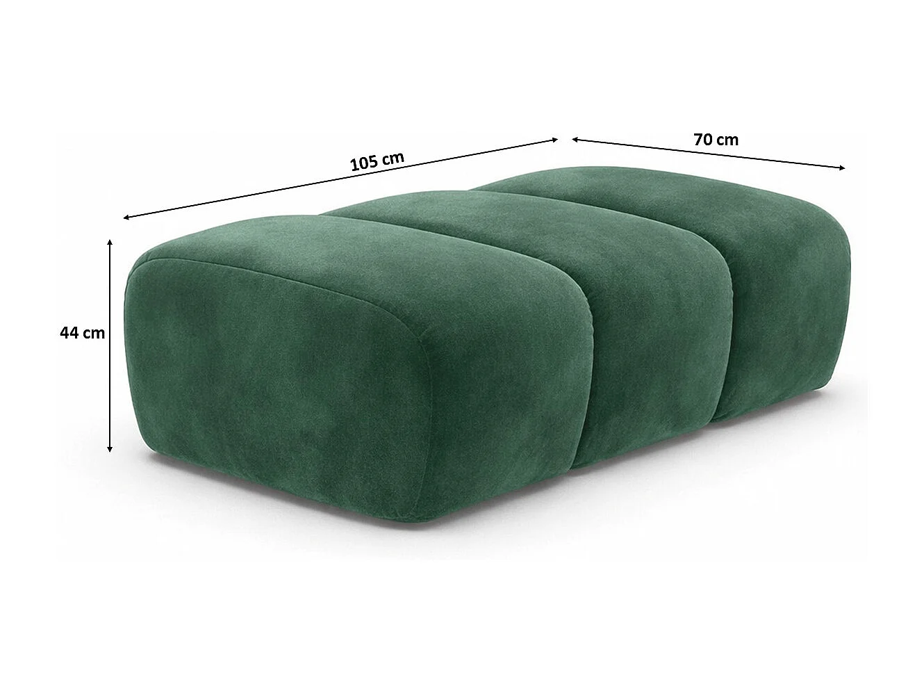 Pouf modular, Veloursstoff Bluvel, Grün, CROISSANT