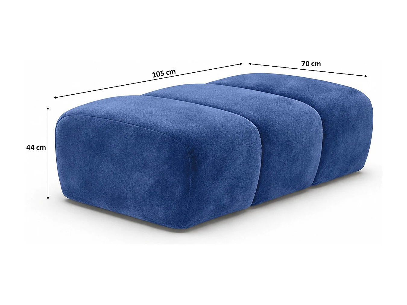 Pouf modular, Veloursstoff Bluvel, Tintenblau, CROISSANT