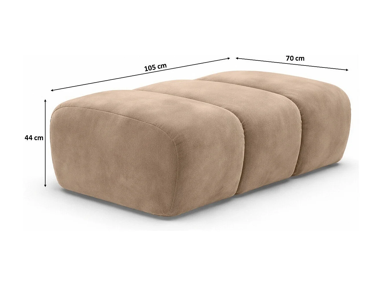 Pouf modular, Veloursstoff Bluvel, Latte, CROISSANT