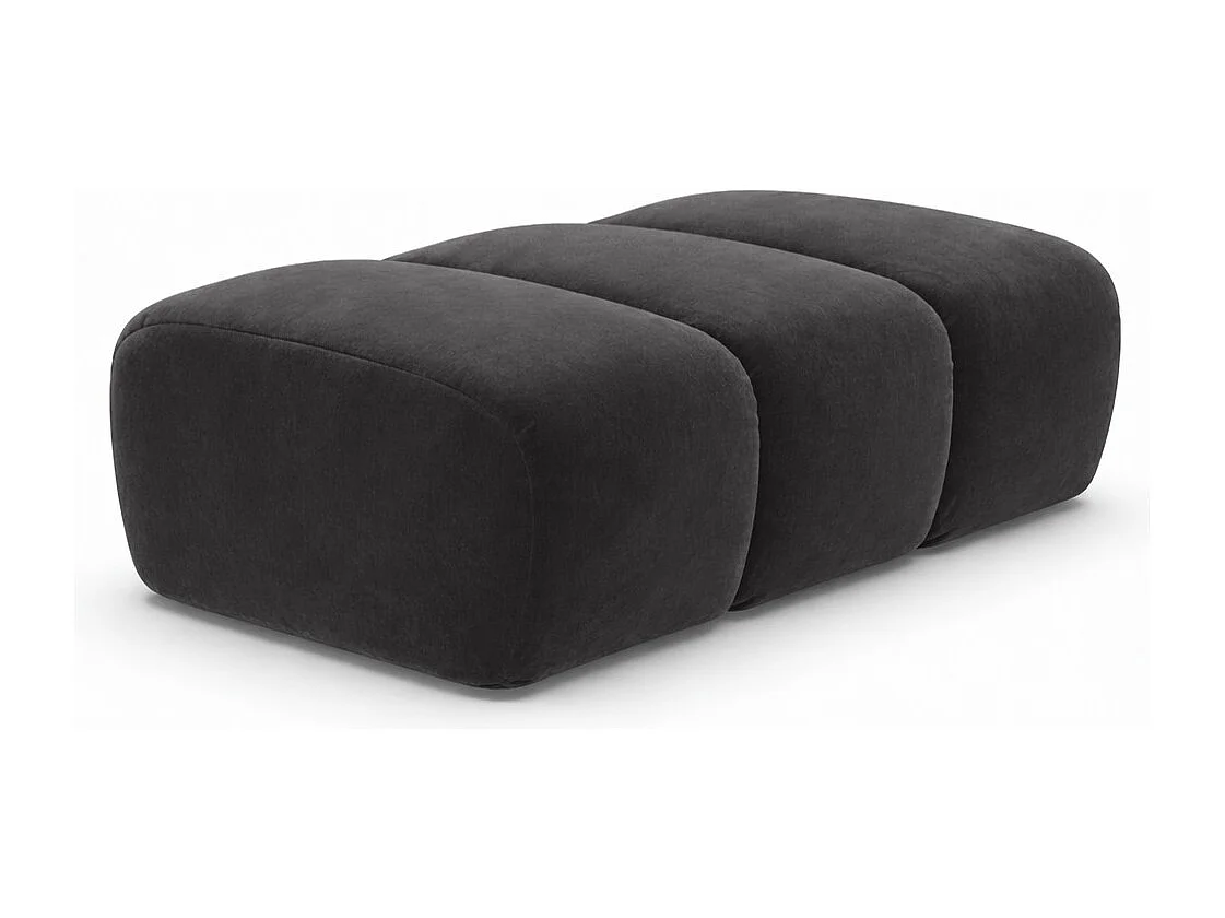 Pouf modular, Veloursstoff Bluvel, Schwarz, CROISSANT