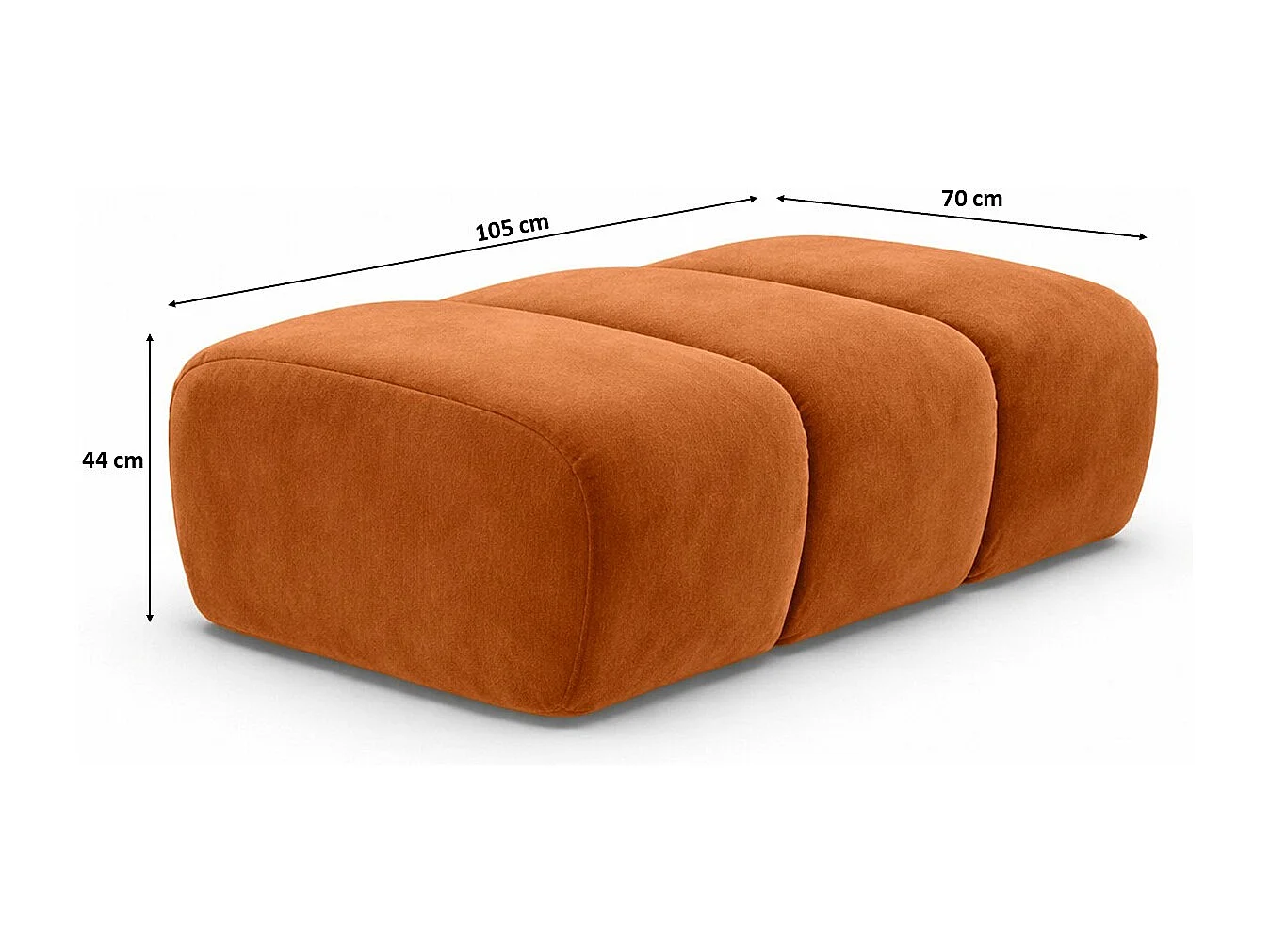 Pouf modular, Veloursstoff Bluvel, Zimtfarbe, CROISSANT