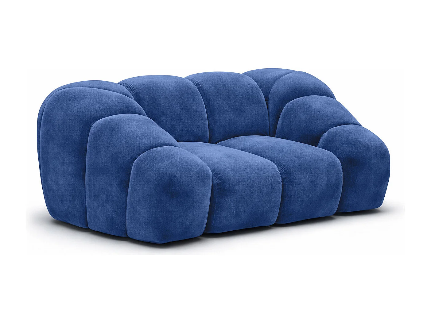 Fauteuil modulaire, tissu velours Bluvel, bleu encre, CROISSANT