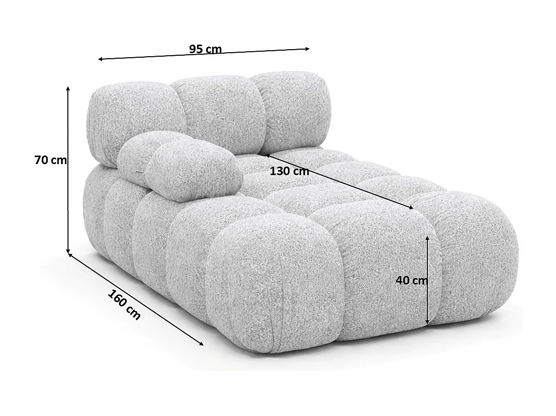 Méridienne modulaire, tissu bouclé Abriamo, Gris clair, Gauche, Selia